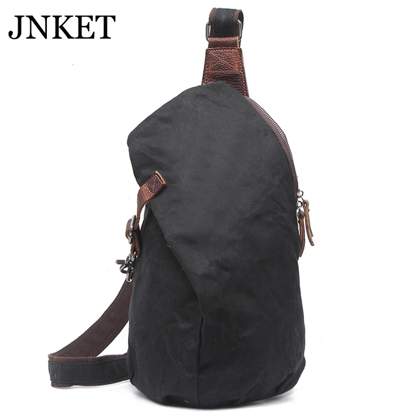 

JNKET New Retro Men's Canvas Chest Bag Waterproof Shoulder Bag Large Capacity Messenger Bags Crossbody Bag
