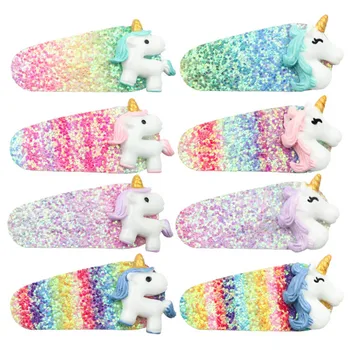 

1Pcs Cute Princess Hair Accessory Kids Hair Accessories Bangs Clip Unicorn Shiny Glitter Girls Hair Clips Children Hairpins