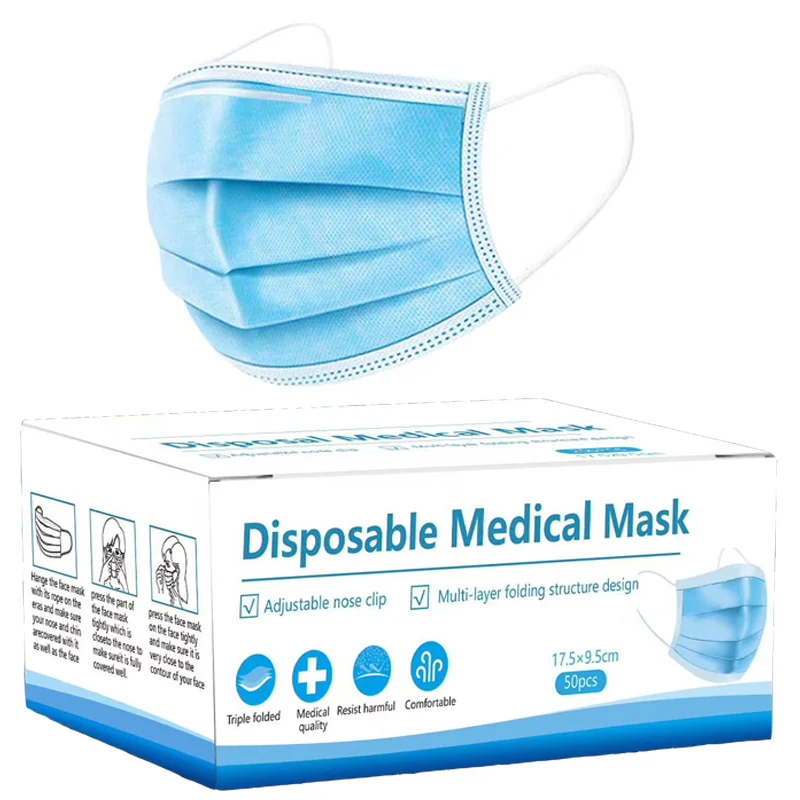

50pcs Disposable Face Mask CE Certification Mouth Mask 3 Layer DROPPSHIPING