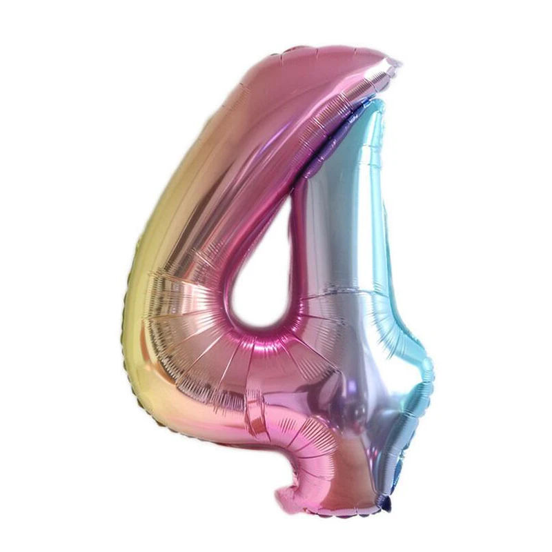 32 дюйма Радуга Цвет числом 0-9 Фольга воздушные шары на день рождения Свадебная вечеринка украшения Дети Цифровой шар номер Воздушный баллон - Color: 4
