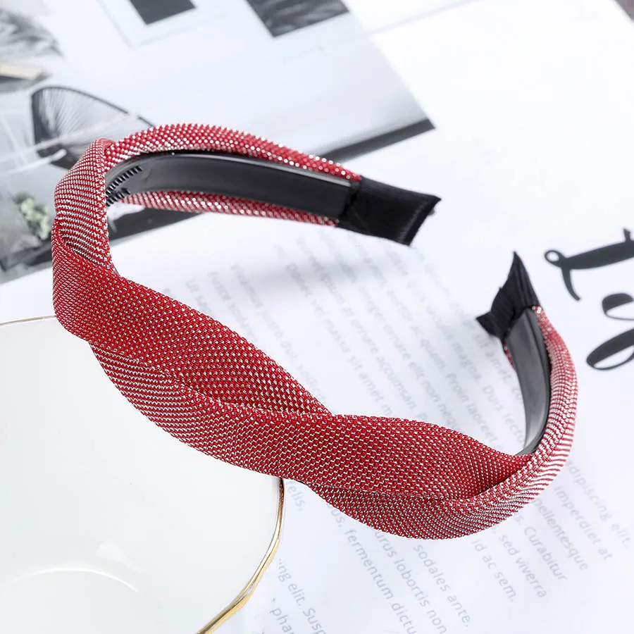 Haimeikang Twist Hairband головной убор для женщин креативный головной убор повязка крест сплошной цвет аксессуары для волос Новинка - Цвет: Красный