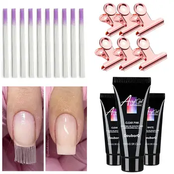 

Quick Extension Glass Fiber Nail Set Fiber Acrylic Poly UV Gel Manicure Soak Crystal Jelly Finger Building Gel Tip DIY Shape 35P