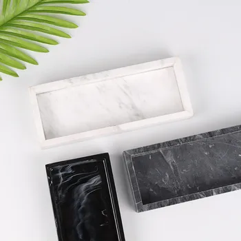 

Simple Marbled Rectangle Home Restaurant Hotel Hand Sanitizer Bottle Storage Tray Resin Jewelry Display Plate Cosmetic Organizer