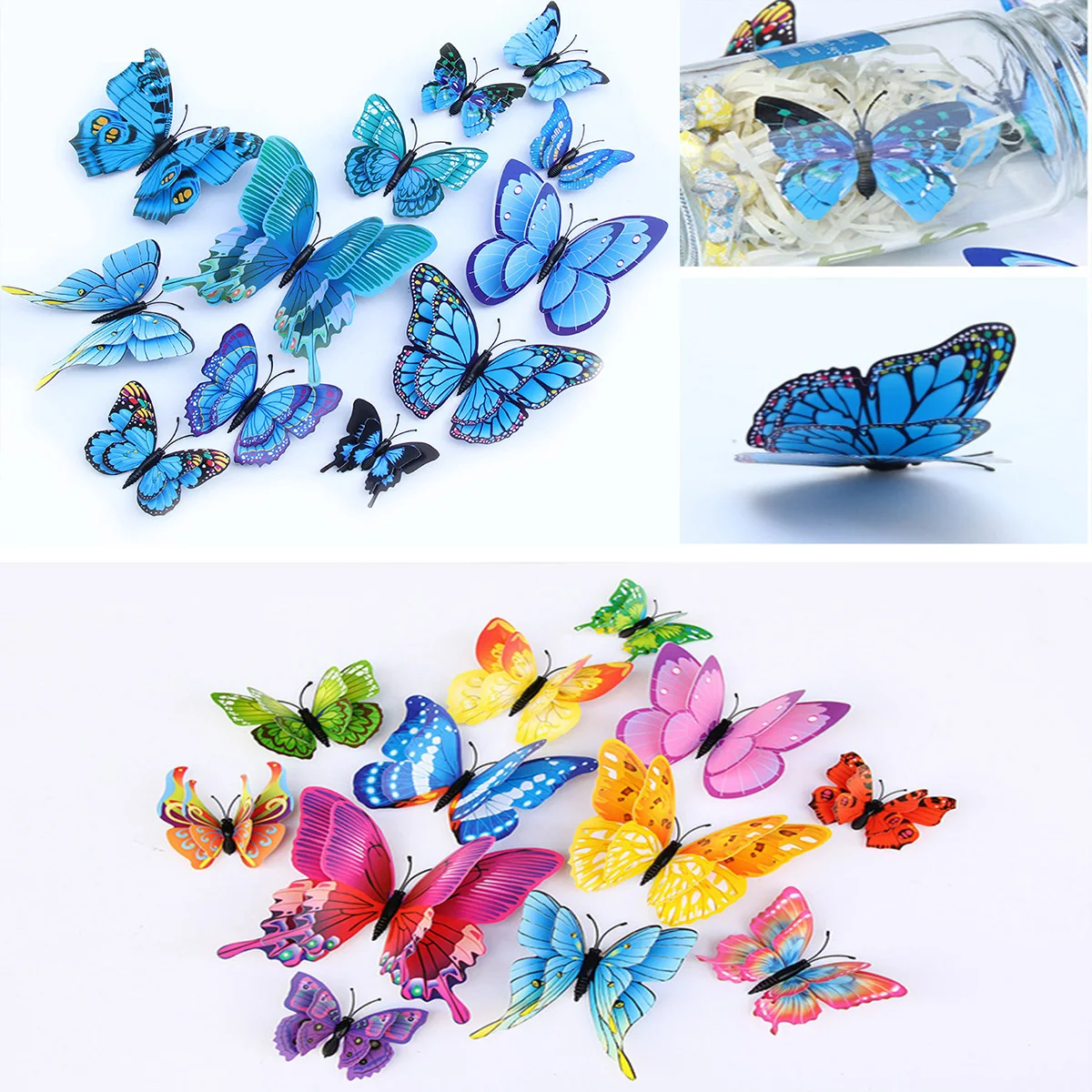 12PCS Butterfly Decoration stickers Decorative Butterflies For Birthday Party Supply 3D butterfly Theme Parti Decor Wedding