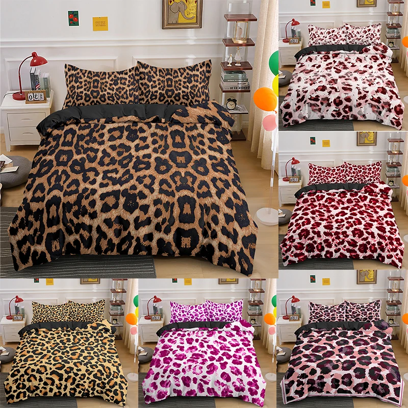 Leopard Print Bedding Set Duvet Cover For Kids Teens Adult Quilt