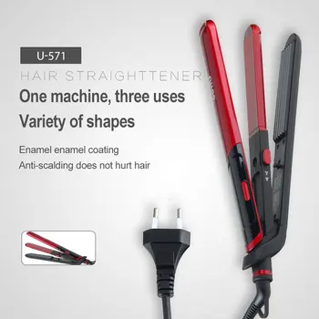 

2 in 1 Professional Hair Straightener Curler Hair Flat Iron Negative Ion Infrared Hair Straighting Curling Iron Corrugation LED