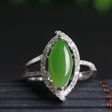 Настоящее зеленое нефритовое кольцо hetian jade, изменяемое Изумрудное кольцо, Женское кольцо из стерлингового серебра 925 пробы, Ювелирное Украшение из нефрита, никель, женские бриллиантовые кольца