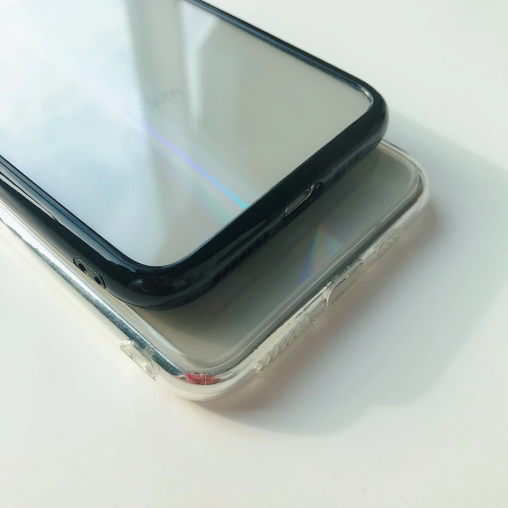 100 Чехол с градиентным лазерным стеклом Aurora для iPhone XS MAX XR X, тонкая прозрачная Задняя стеклянная крышка для iPhone XS Max 6 7 8 Plus
