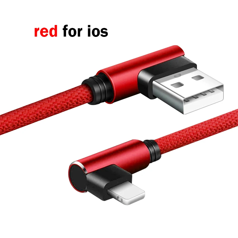 Red For IOS X91 двойной локоть передачи данных 0,25 м 1 м 2 м Android для iphone 7 8 XS мобильный телефон зарядный кабель usb type-C micro usb - Цвет: Red For IOS