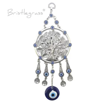 

BRISTLEGRASS Turkish Blue Evil Eye Wishing Tree Disk Wall Hanging Pendant Pendulum Amulets Lucky Charm Blessing Protection Decor