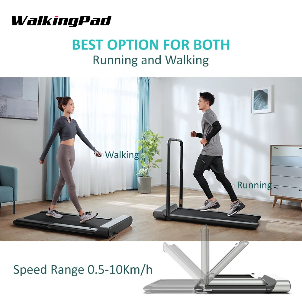 Walkingpad Treadmill R1 Pro Folding Upright Storage 10km H Speed Run Walk 2in1 Fit App Control With Handrail Home Cardio Workout Bodybuilding Id