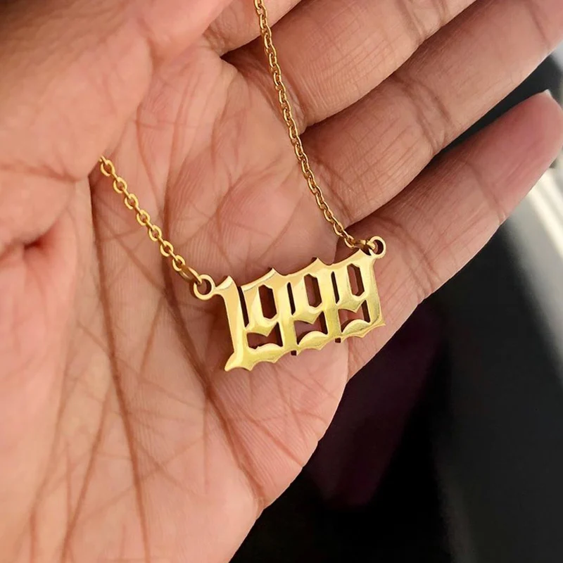 Collar de año de nacimiento para Mujer, Gargantilla con número en inglés antiguo, dorado, 1991, 1992, 1993, 1994, 1995, 1996, 1997, 1999, regalo de cumpleaños