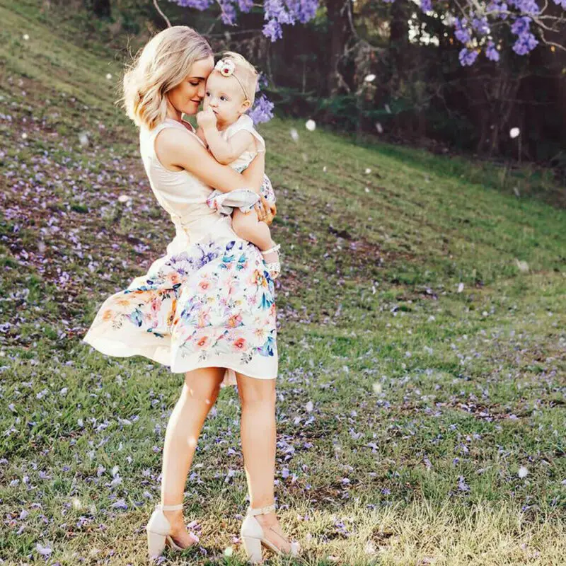 

Mommy and Me Outfits Mother Daughter Family Matching Dress Mommy and Me Floral Maxi Sleeveless Dresses Outfits