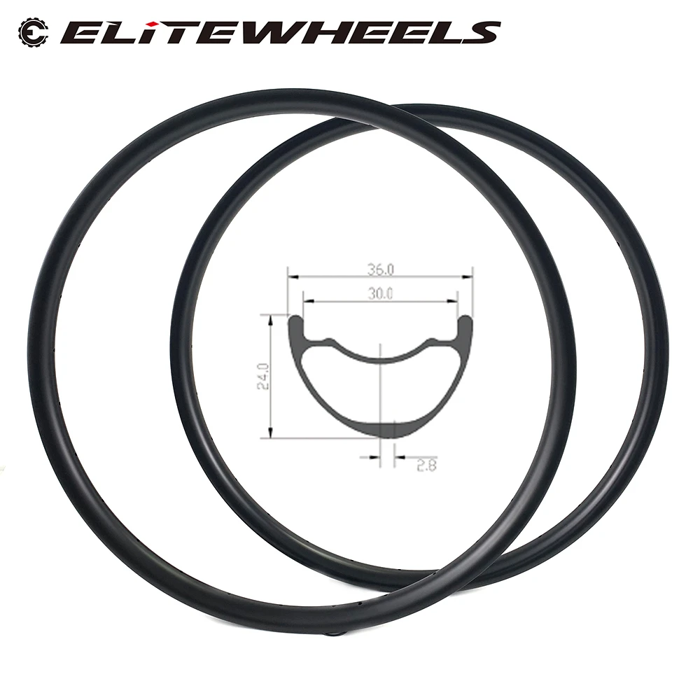ELITEWHEELS 29er MTB обод светильник вес углеродного волокна 36*24 мм Hookless Асимметричная