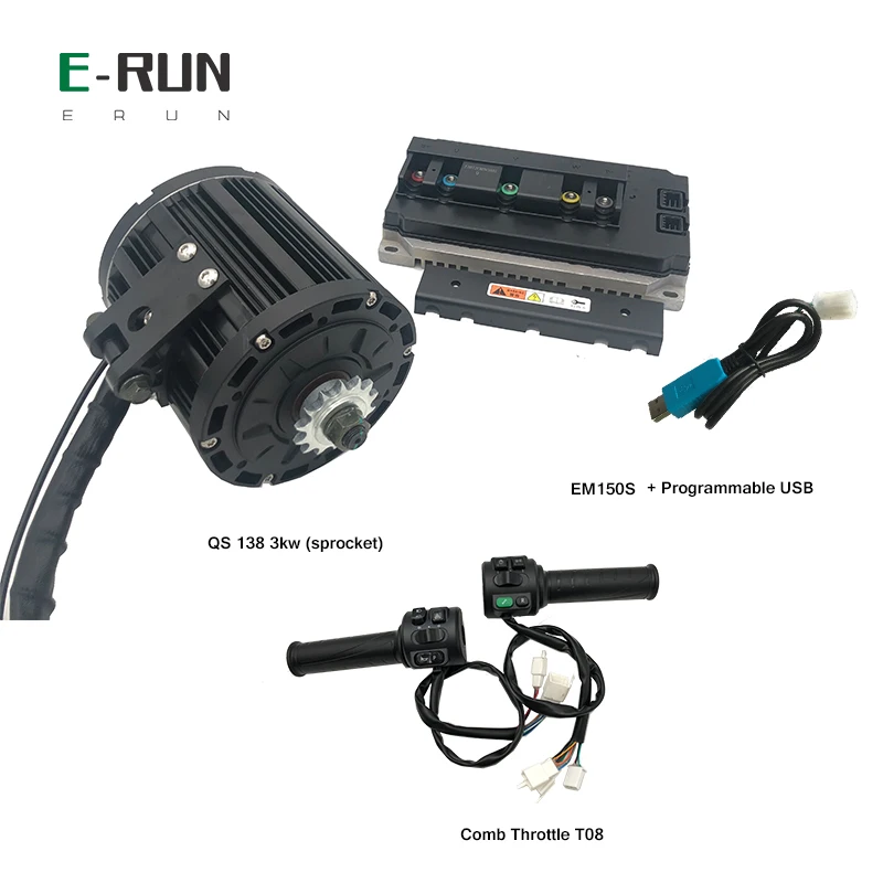 US $471.88 QS 138 72V 100KPH 3kw Mid Drive Motor Train Kits with Controller Sprocket Chain Type For Offload Bike