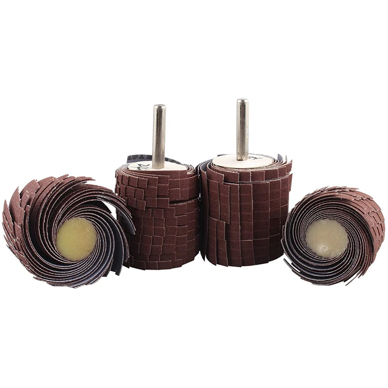 

4Pcs 6mm Shank Sandpaper Shutter Wheel 150/240/320/400 Grit Sanding Grinding Flap Wheel Cloth Polishing Grinding Wheel