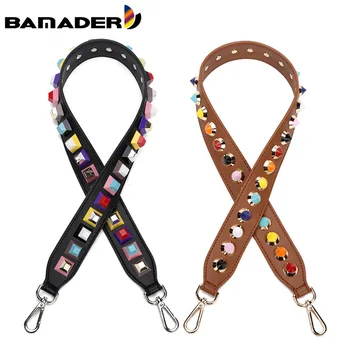 

Woman Bag Straps High Quality Rivet Shoulder Straps Wide Bag Strap Collide Color Joker Flower Strap Crossbody Parts Acessorios