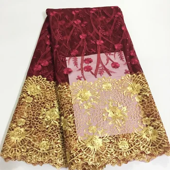 

2020 Latest French Nigerian Laces Fabrics High Quality Tulle African Laces Fabric Wedding Cheap African French Tulle Lace wine
