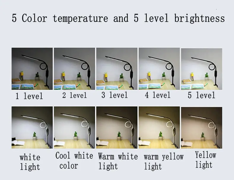 10 Вт защитный светильник с пультом дистанционного управления, прикрепляемый на клипсе, гибкий светодиодный светильник с длинной ручкой на 360 градусов для чтения студентами, белый и черный цвета