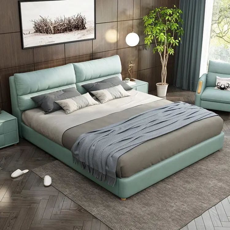Скандинавская роскошная кровать ins, Современная Минималистичная тканевая кровать, двуспальная кровать, спальня, маленькая квартира, мягкая сумка, сетчатая красная кровать, съемная и - Цвет: 180X200CM
