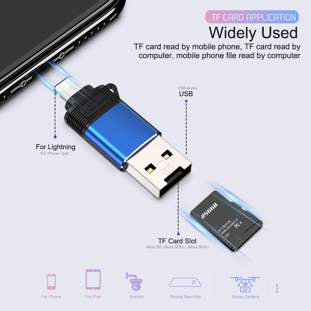 3в1 OTG адаптер для iPhone 11 Pro XS max X 8 7 6 6s Plus lightning на USB SD кардридер камера u диск
