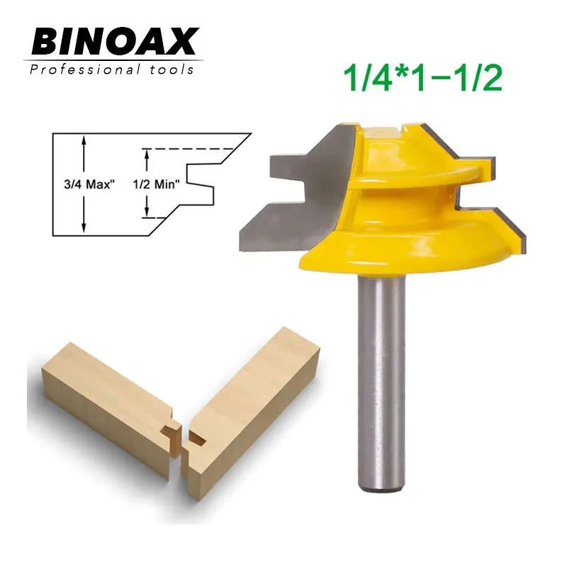 

6.35mm Shank 45 Degree - Up to 1-1/2" Stock Lock Miter Router Bit Woodwork Cutter
