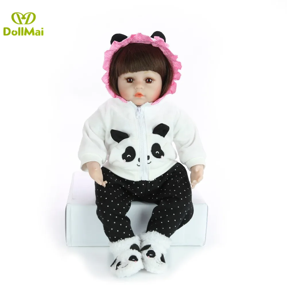 Bebes возрожденная менина 2" 58 см Виниловая силиконовая кукла reborn baby dolls девочка кукла" малыш "с одежда в виде панды Подарочная игрушка куклы