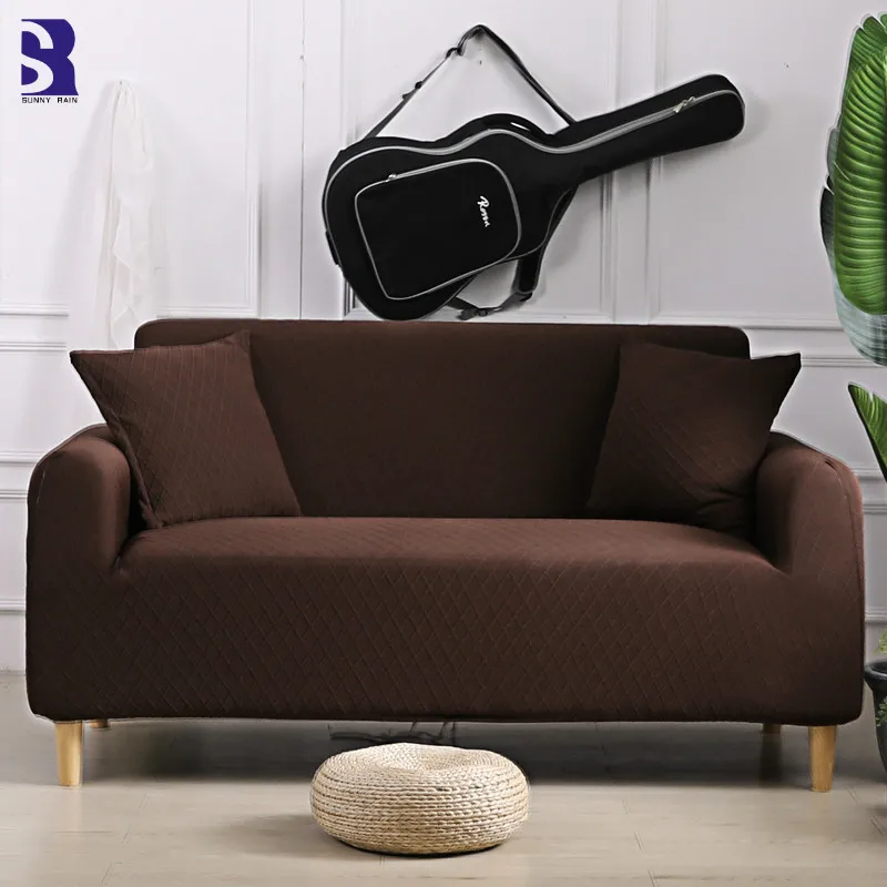 SunnyRain 1 Piece Jaquard Brown Couch Covers for Sofas Cover for Sofa 3