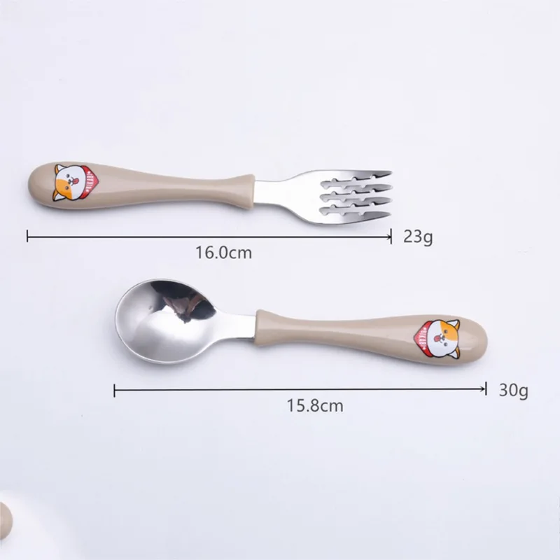 Милая детская ложка с рисунком из мультфильма, Высококачественная детская вилка из нержавеющей стали+ посуда для кормления