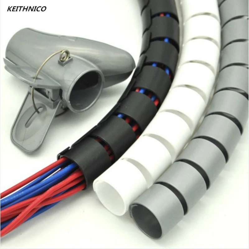 thumbnail image 2 of Spiral Cable Protector 20ft Spiral Cable Wrap - 1/2" Black Cord Organizer For Computer & AV Cables Cable Wraps For Cords 2 of 10