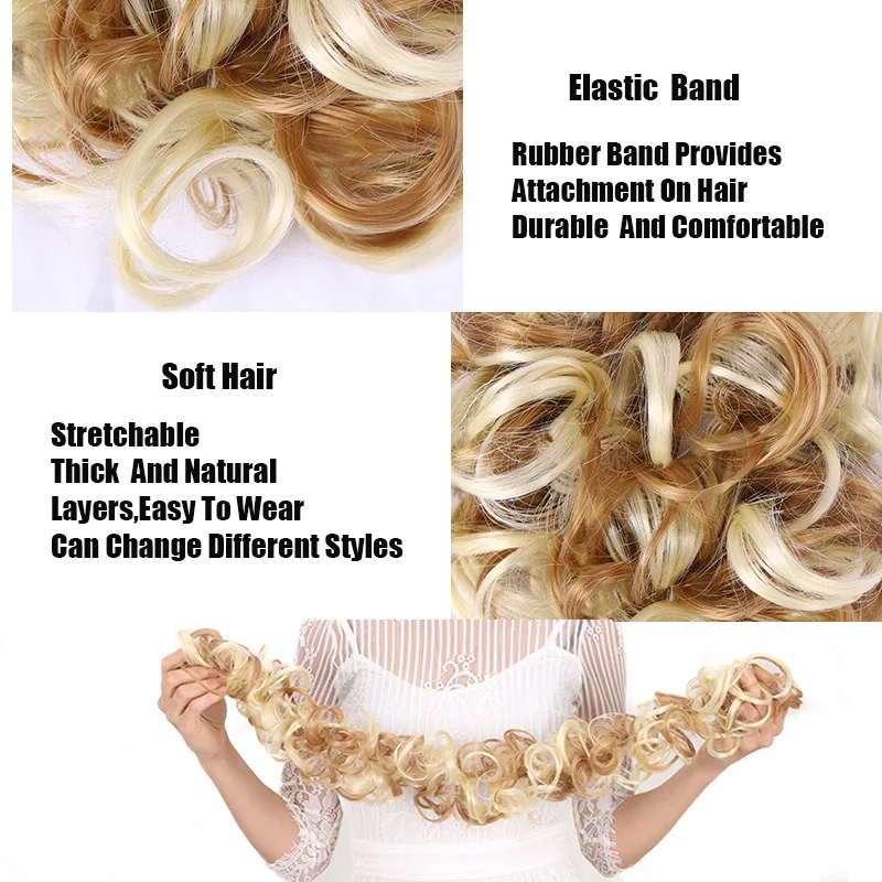 LUPU Synthetic Hair Bun Messy Chignon WIth Rubber Band Updo Donut Roller Scrunchie Hair Pieces For Women High Temperture Fiber
