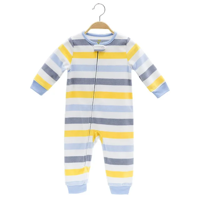 Детские комбинезоны, Осенние флисовые пальто для младенцев, одежда с капюшоном и ушками, милые камуфляжные комбинезоны для маленьких мальчиков, одежда - Цвет: Yellow stripe