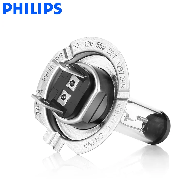 Philips оригинальные H7 12V 55W PX26d Премиум видения стандартные Автомобильные фары галогеновые лампочки лампы ECE утвержден 12972PR C1, 1X