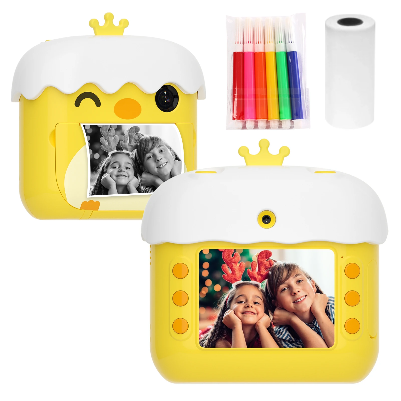 1080P Digital Instant Camera Cute Kids Photo Printer with 12MP Front and Rear Cameras Print Paper for Boys Girls Christmas Gift mirrorless digital camera