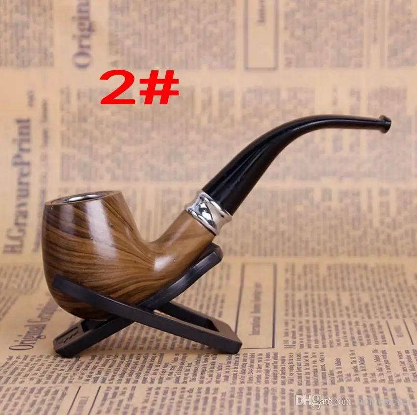 Durable Classic Wooden Smooth Standard chimney Smoking Tobacco Pipe Bent Type black Gift Set 