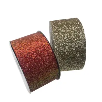 

BOCA New Arrival 3 inch 75mm orange glod blue green color chunky glitter ribbon for Bows crafts Decoration many color to choose