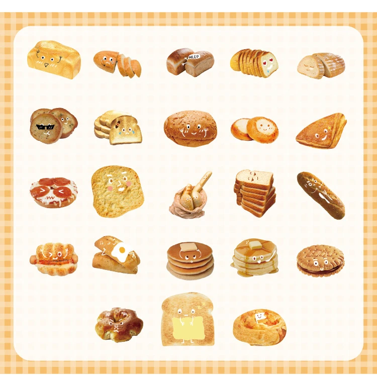 

SIXONE 46 Sheets Creative Cute Bread Decorative Stickers Kawaii Hand Account Diy Korean School Stationery Labels Seal Sticker