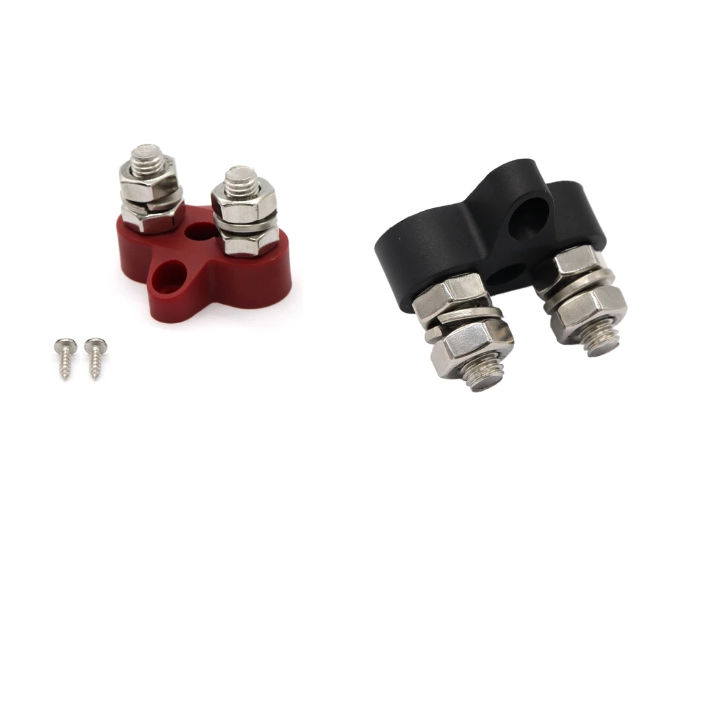 Red & Black Junction Block Power Post Set Insulated Terminal Stud M8
