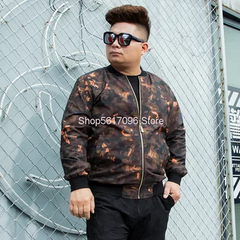 

Autumn Plus Fat Plus Dark Lines Camouflage Printing Jacket Leisure Li Collar Extra Large Size Jacket Male