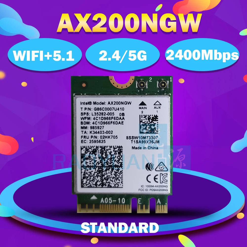 Двухдиапазонный Беспроводной AX200NGW 2 4 Гбит/с 802.11ax Intel Wi Fi 6 AX200 / AX201NGW 8265NGW /3168AC M.2 NGFF