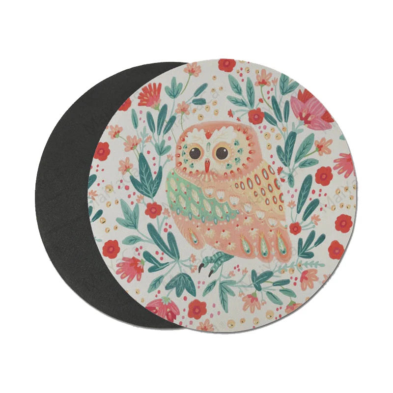 

owl pattern mouse pad night bird laptop round 22cm mouse mat non-slip computer peripherals accessory for Macbook Lenovo Dell hp