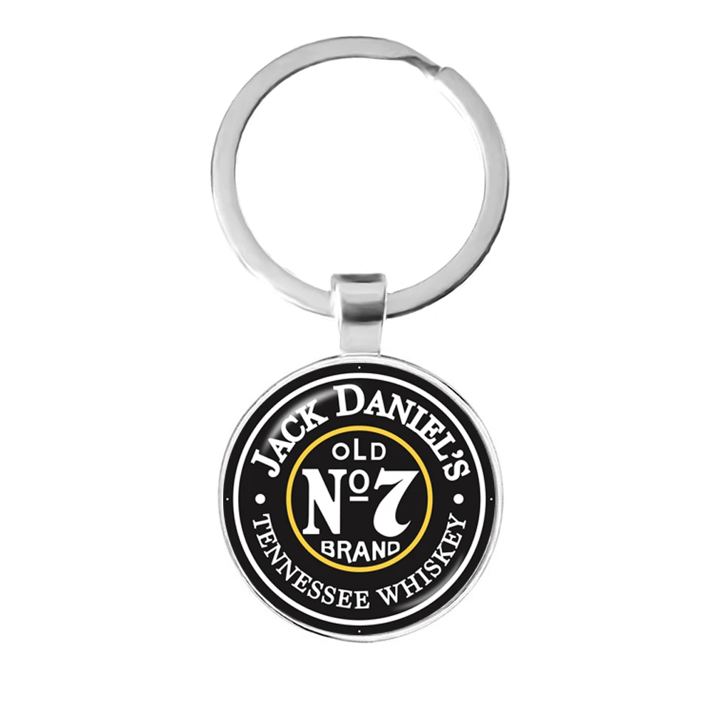 Модные брелки Jack Daniels 25 мм, стеклянный кабошон, брелок для ключей, держатель для игры, сопутствующие ювелирные изделия, милые подарки для мужчин - Color: 4
