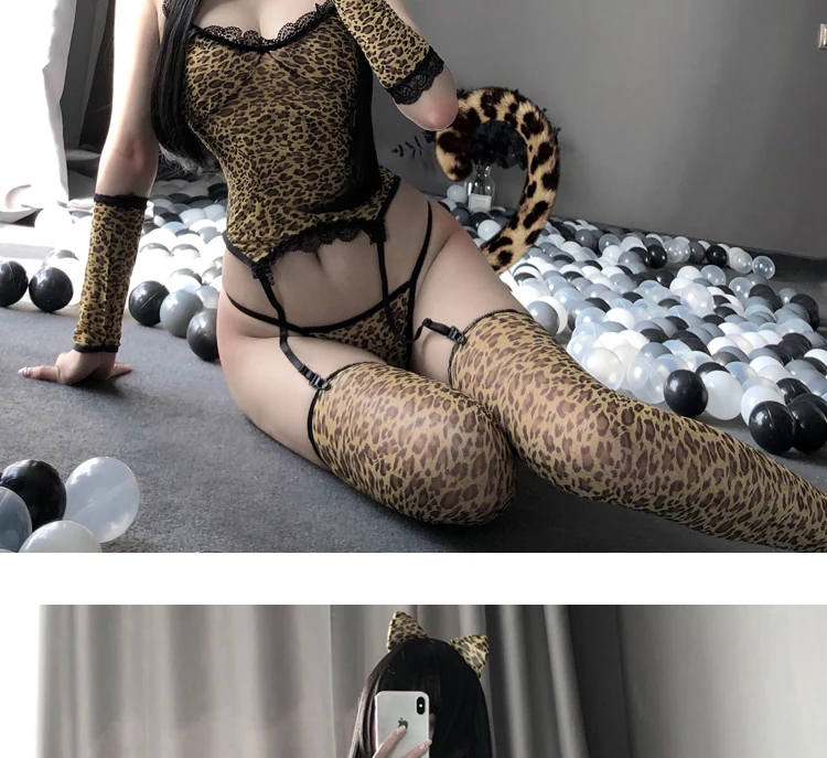 Сексуальный костюм леопардовой расцветки для косплея, Женский костюм диких животных на Хэллоуин, костюм для ночного клуба, кошки, нарядное платье, повязка на голову, униформа для ролевых игр