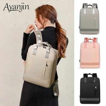 

USB Charging Women Backpack For Macbook Air 13 Case Laptop Bag 15.6 15 14 Pro 13.3 Inch Waterproof Handbag For Xiaomi Samsung HP