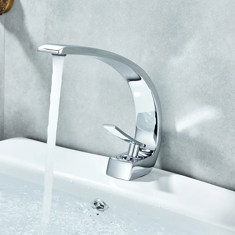 Vidric Chrome Orange Basin Faucets Modern Bathroom Mixer Tap Brass