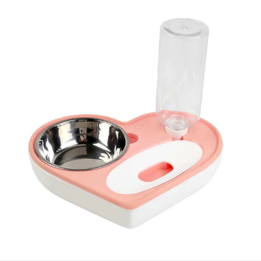 pink Dogs Food Dispenser Cat Drinking Bowl Pets Supplies Automatic Pet Dog Double Bowl Pet Feeder Cat Feeding Watering Bowls - Цвет: pink