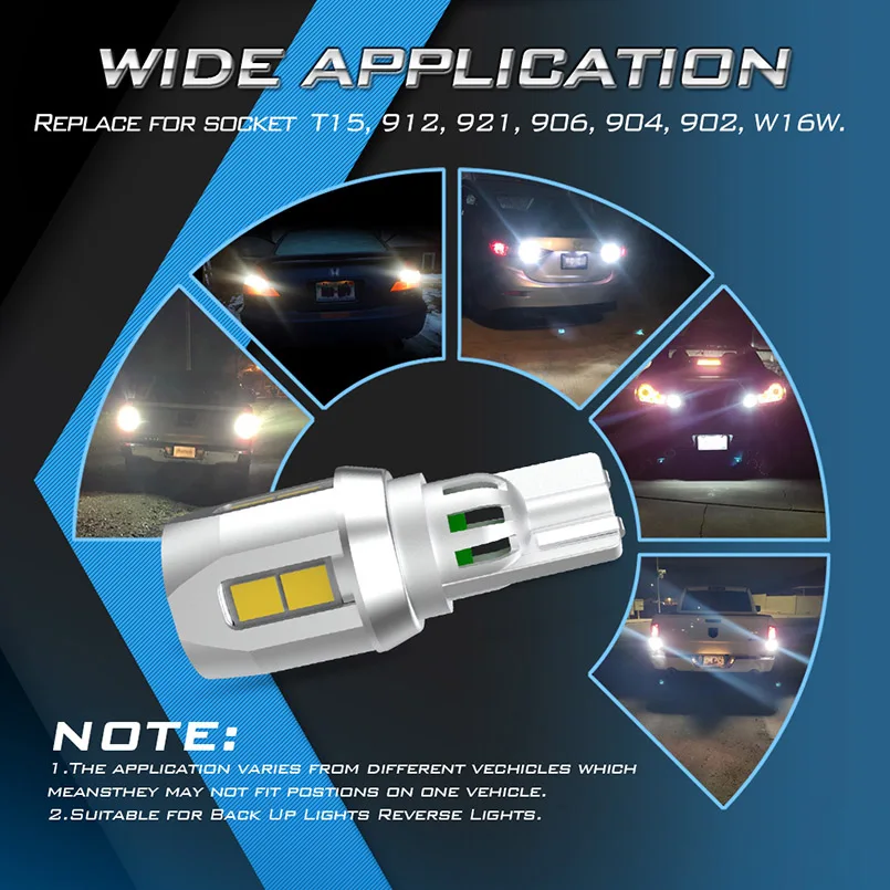 W16W T15 LED  Canbus     921 912 LED  ڵ  극ũ     ȭƮ DC12V, 2 