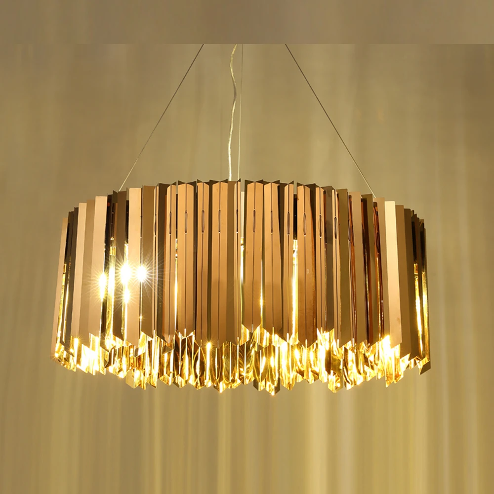 Современная люстра из нержавеющей стали светодиодный светильник подвесной светильник для столовой гостиной - Цвет абажура: Gold