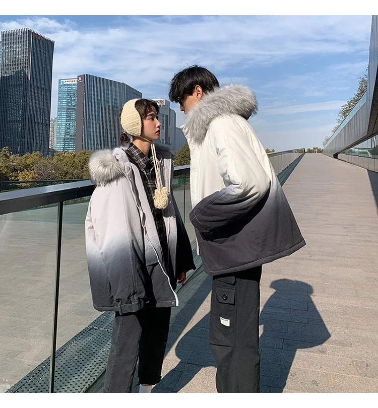 Privathinker мужские зимние теплые парки корейские куртки с градиентной окраской пальто Мужская хип-хоп одежда оверсайз одежда для пар