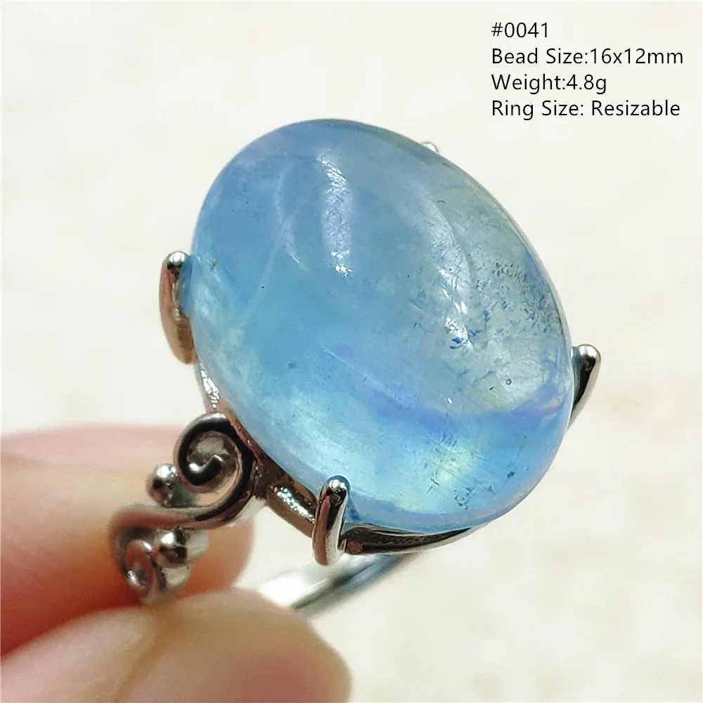 jewellery shop near me Genuine Natural Blue Aquamarine Clear Oval Ring Adjustable Crystal Size 925 Silver Aquamarine Ring Gemstone AAAAA nose pin 925 Silver Jewelry